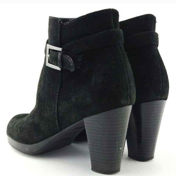 College Aqua Protect Waterproof Black Suede Ankle Boots Buckle Side Zip  Size 8M - Picture 7 of 15